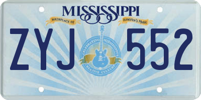 MS license plate ZYJ552
