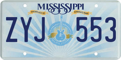 MS license plate ZYJ553