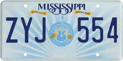 MS license plate ZYJ554