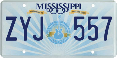 MS license plate ZYJ557