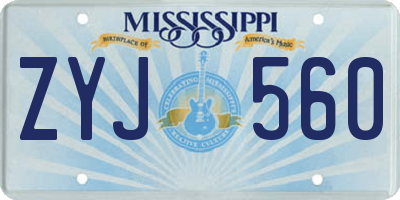 MS license plate ZYJ560
