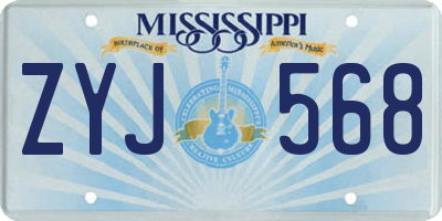 MS license plate ZYJ568