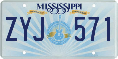 MS license plate ZYJ571
