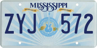 MS license plate ZYJ572