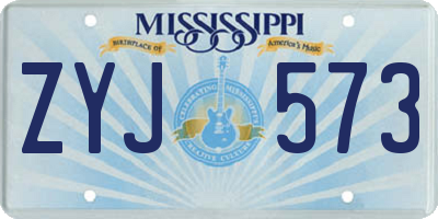 MS license plate ZYJ573