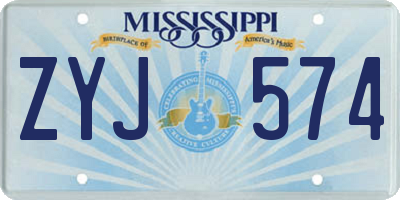 MS license plate ZYJ574