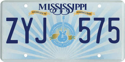 MS license plate ZYJ575