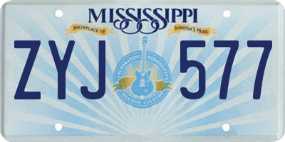 MS license plate ZYJ577