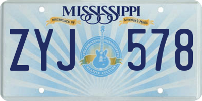 MS license plate ZYJ578