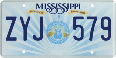 MS license plate ZYJ579