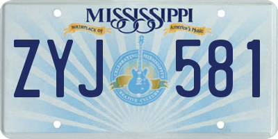 MS license plate ZYJ581