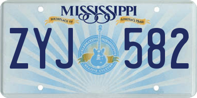 MS license plate ZYJ582