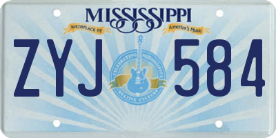 MS license plate ZYJ584