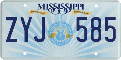 MS license plate ZYJ585