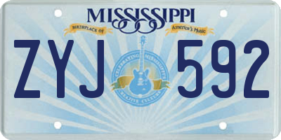 MS license plate ZYJ592