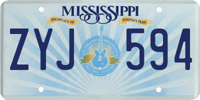 MS license plate ZYJ594