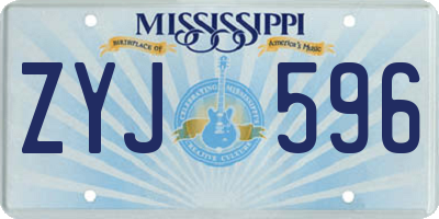 MS license plate ZYJ596