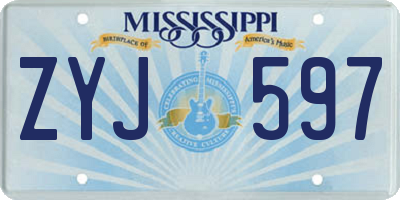 MS license plate ZYJ597