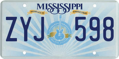 MS license plate ZYJ598