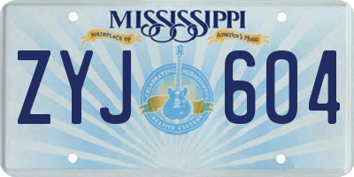 MS license plate ZYJ604