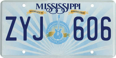 MS license plate ZYJ606