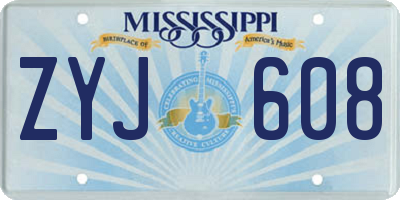 MS license plate ZYJ608