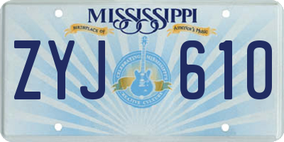 MS license plate ZYJ610
