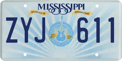 MS license plate ZYJ611