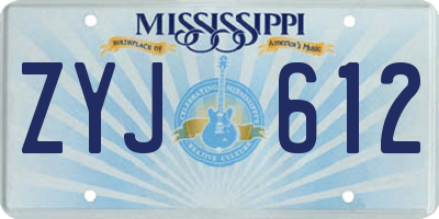 MS license plate ZYJ612