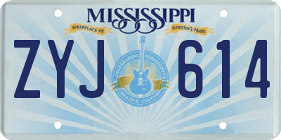 MS license plate ZYJ614