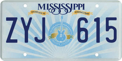 MS license plate ZYJ615