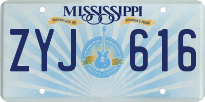 MS license plate ZYJ616