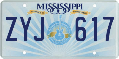 MS license plate ZYJ617