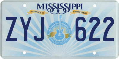MS license plate ZYJ622