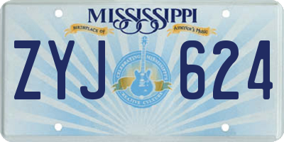 MS license plate ZYJ624