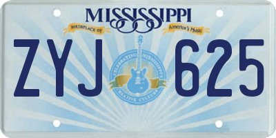 MS license plate ZYJ625