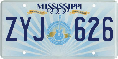 MS license plate ZYJ626