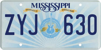 MS license plate ZYJ630