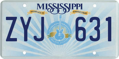 MS license plate ZYJ631