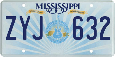 MS license plate ZYJ632