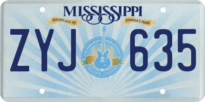 MS license plate ZYJ635