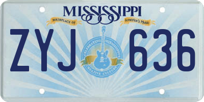 MS license plate ZYJ636