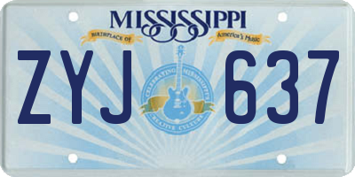MS license plate ZYJ637