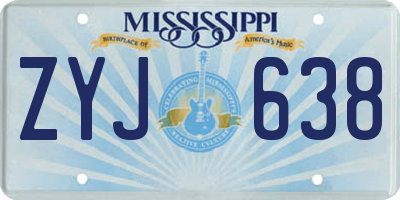 MS license plate ZYJ638