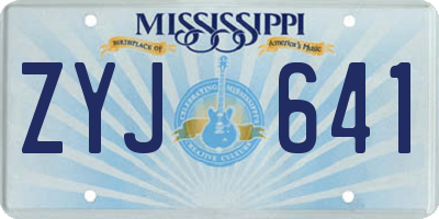MS license plate ZYJ641