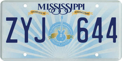 MS license plate ZYJ644