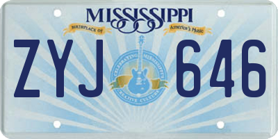 MS license plate ZYJ646