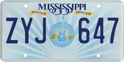 MS license plate ZYJ647