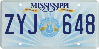 MS license plate ZYJ648