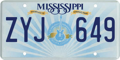 MS license plate ZYJ649